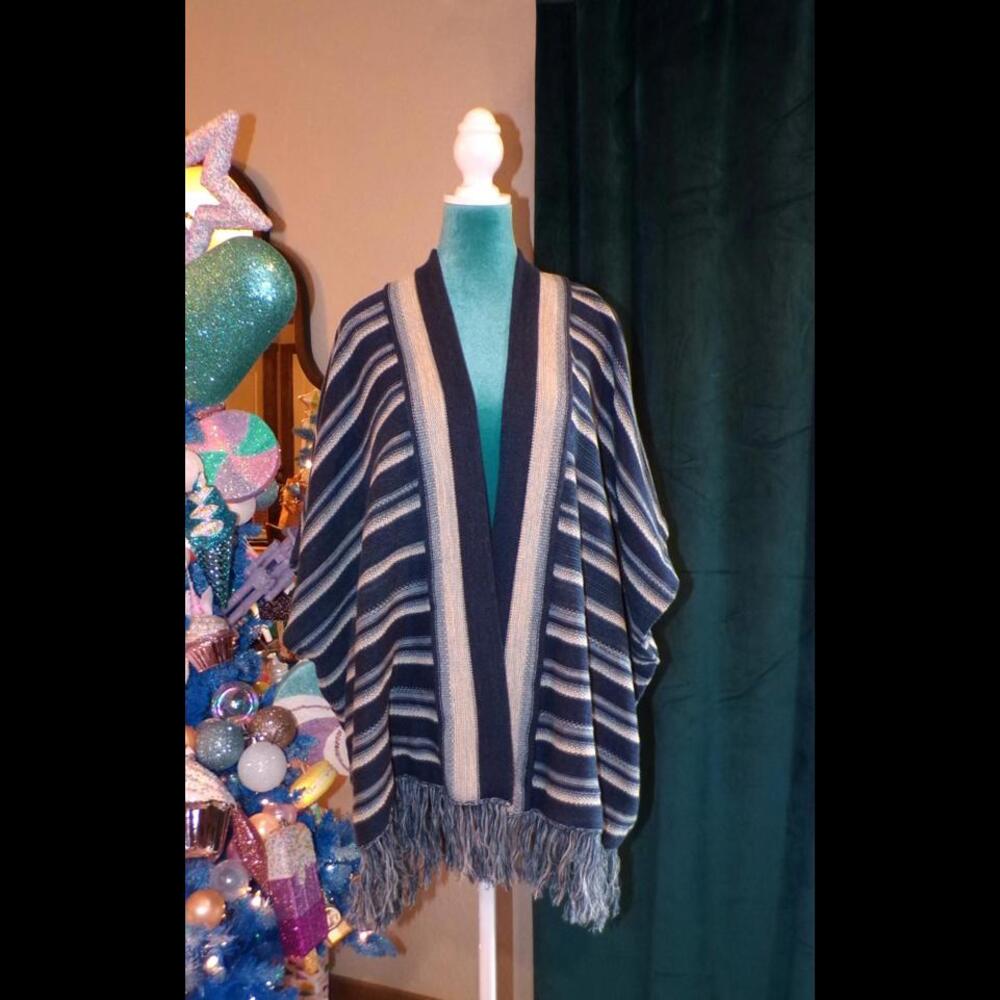 Women's Ralph Lauren Striped Poncho with Fringe - Chic Casual Wear